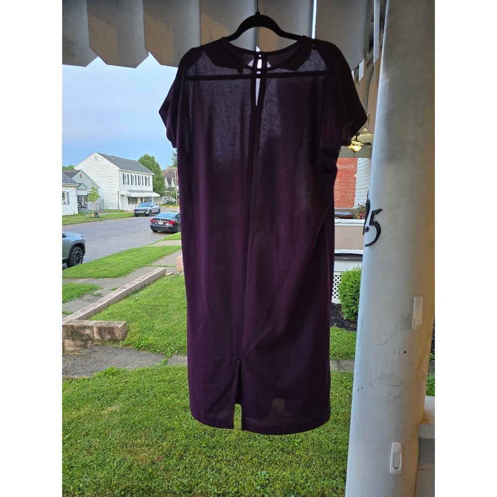 Vintage 80's Haband! Purple Floral Open Sheer Cardigan & Matching Dress Sz 12 - Picture 8 of 12